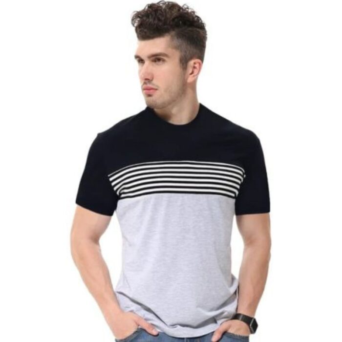 fanideaz Cotton Half Sleeve Striped Round Neck Stylish Mens Tshirts